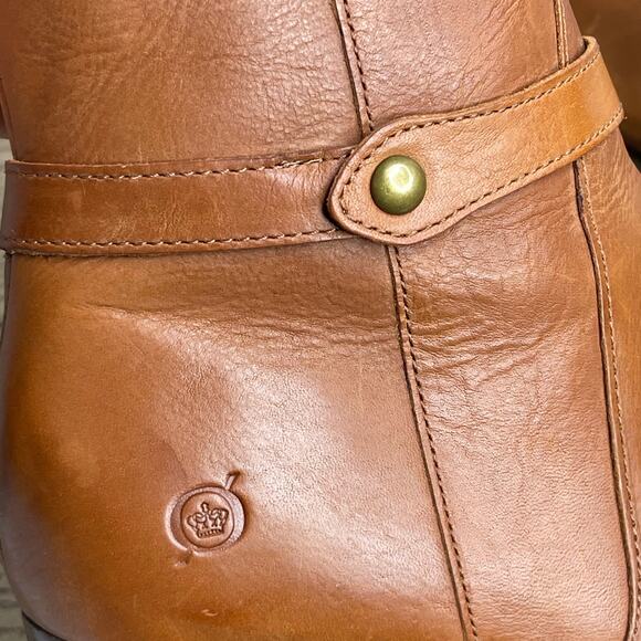 Born Ellendale knee-high Boots Size 7 Cognac Tan Leather Block Heel Chic New - Picture 6 of 15